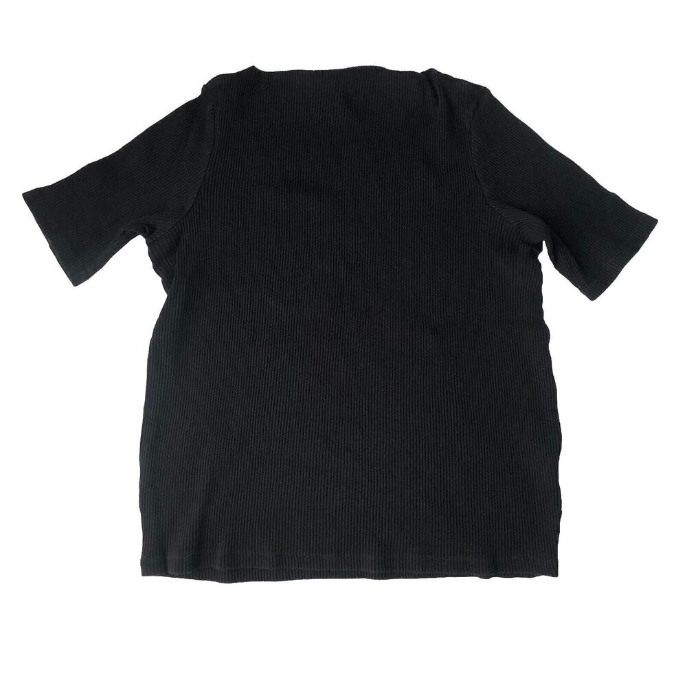 Uniqlo Womens Black Ribbed  Short Sleeve Boat Neck Top Size XL